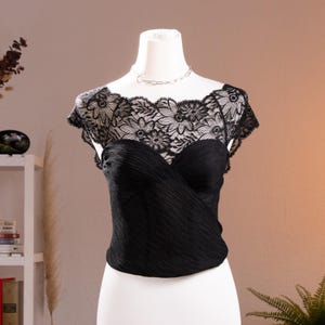 Bustier plisado esculpido de La Perla, estampado floral de encaje Leavers, años 90, nuevo, de calidad de museo, top tipo corsé, fabricado en Italia, talla S (75B).