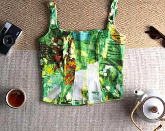 Iceberg Archival Corset Top Rare Floral Print 90s Vintage Bustier Hook Eye Back Fairycore Grunge Designer Mint Condition Size S