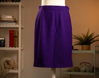 Archival Christian Lacroix Paris Skirt 90s Couture Electric Purple Wool Minimalist High End Vintage Designer Size M