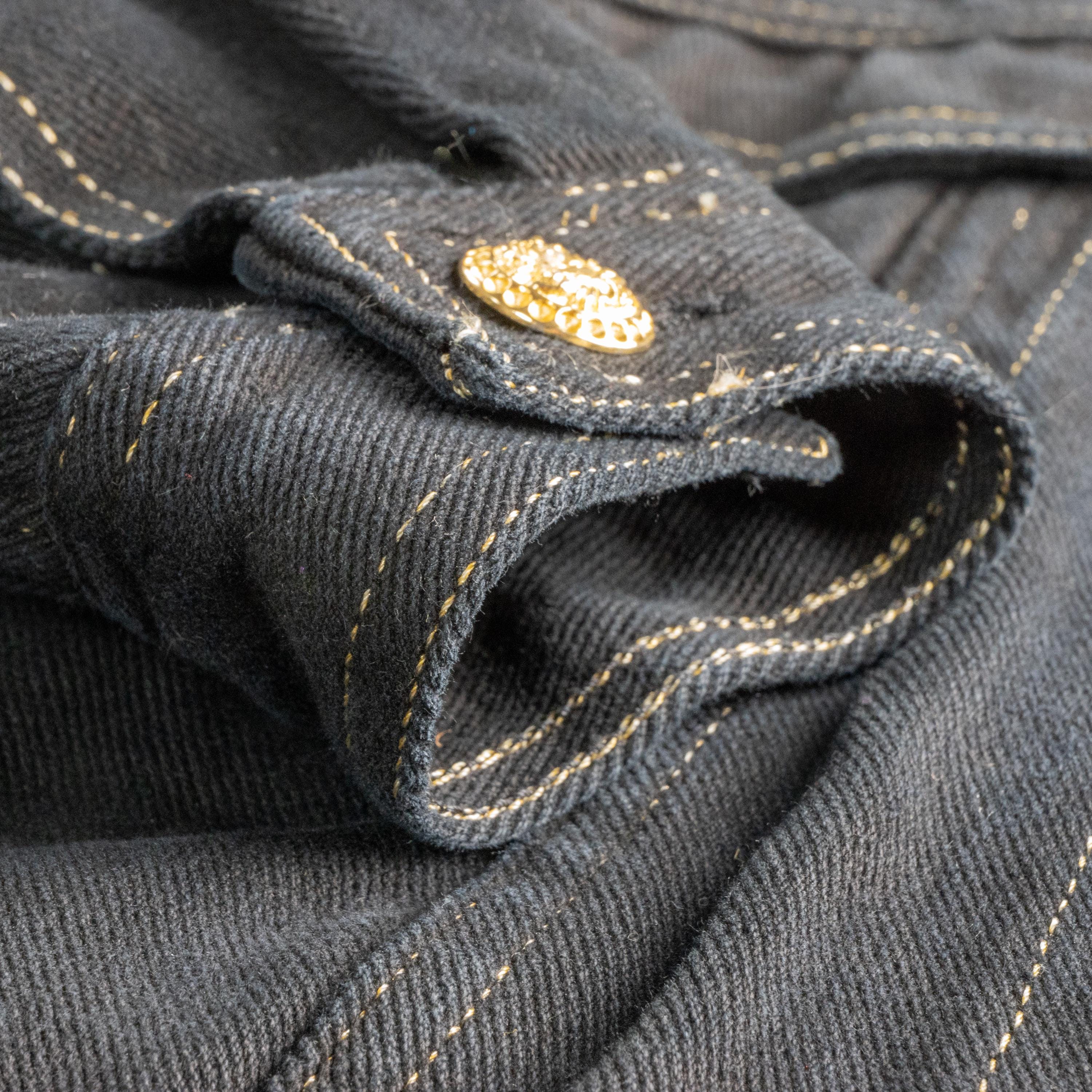 Archival VERSACE Jeans Couture Jacket Black Denim Gold Medusa