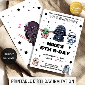 Printable birthday invite, editable invitation, instant download, Wars invitation, Star invite, Wars invitation, Darth Vader Birthday Party