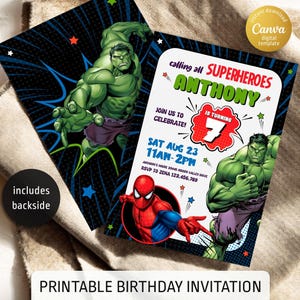Superhero Birthday Invitation Template, Avengers Party (Digital Download)