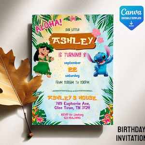 Printable Editable Stitch Invitation, Lilo and Stitch Birthday Invite, Stitch Party Invite template, girl birthday, boy bday