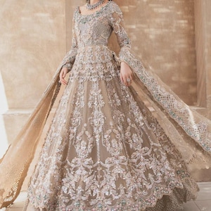 Pakistan Indian Women Maxi, Maria B Designer, Hand Made Lehenga, Bridal Luxury Net Embroidered Maxi, Wedding Wear, Formal Event