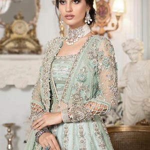 Custom Stitch Pakistani Indian Women Maxi, Maria B Designer Dress, Hand Made Lehenga, Fully Embroidered, Wedding Wear, Formal Event
