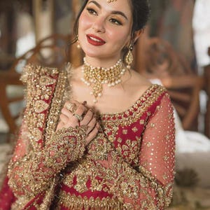 Custom Stitch Red Pakistan Indian Women Wedding Bridal Maxi Dress Heavy Embroidered Lehenga Choli Anarkali Designer Nikkah Mehendi Dress