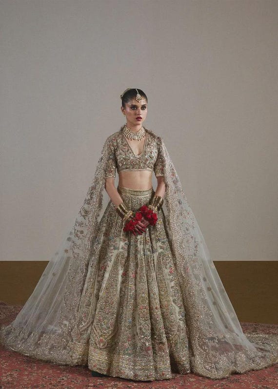 Multicolor Embroidered Pakistani Indian Lehenga Choli Suit Wedding Dress for Nikkah Mehndi Engagement Gown Outfit Guest Partywear
