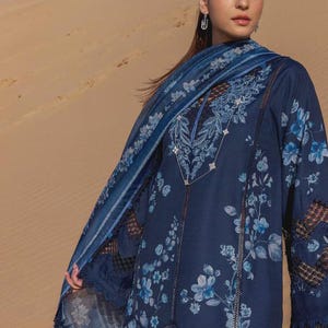 3 Piece Printed Lawn Suit, Maria b Design, Pakistani Salwar Kameez with Organza Dupatta, Ethnic Wear, Formal Attire, Ready to wear