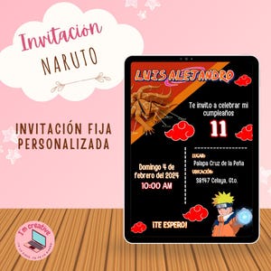 Personalized stationary invitation for a Naruto-themed party