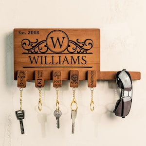 Wood Key Holder For Wall, Custom Magnetic Key Organizer, Sunglasses Holder, Housewarming Gifts, Key Rack, Home Gift, Map Location