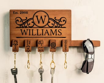 Wood Key Holder For Wall, Custom Magnetic Key Organizer, Sunglasses Holder, Housewarming Gifts, Key Rack, Home Gift, Map Location