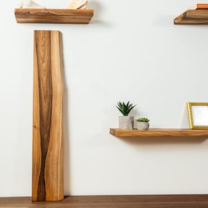 Handcrafted Walnut Floating Shelves – Rustic Solid Wood Wall Shelf – Custom Bathroom or Kitchen Shelf – Minimalist Book Display