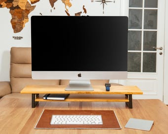 Ultimate Handcrafted Wooden Monitor Riser – Elevate Your Desk, Style & Comfort in One Sleek Stand!