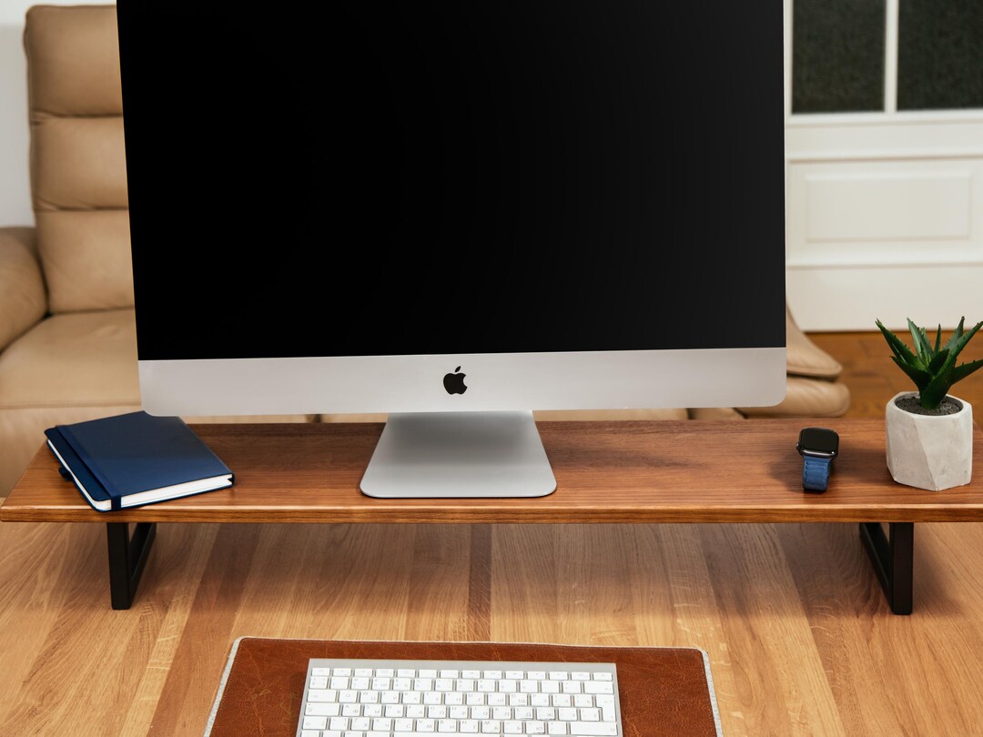 Oval Wood Monitor Stand, Wooden Monitor Stand, Laptop Stand, Monitor ...