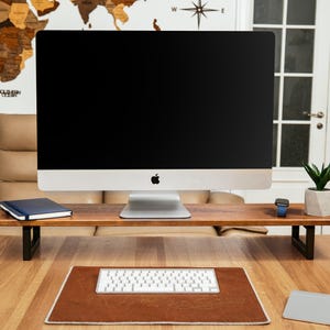 Desk Shelf Monitor Stand with storage, Desk organizer, Monitor Riser, Wooden Monitor Shelf with tray