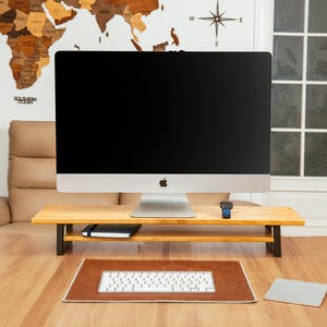 Modern Office Wooden Monitor Stand Business Casual Riser Elegant Coworker Gift for Him Premium Materials