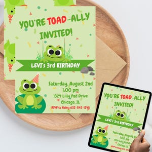 Editierbare Geburtstagseinladung - 'You're Toad-Ally Invited' - Sofortiger Download, personalisierte Partyeinladung, druckbare Kindergeburtstagseinladung