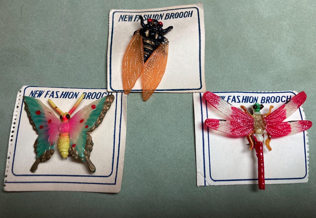 Vintage NOS Celluloid Early Plastic New Fashion Brooch Dragon Fly ...