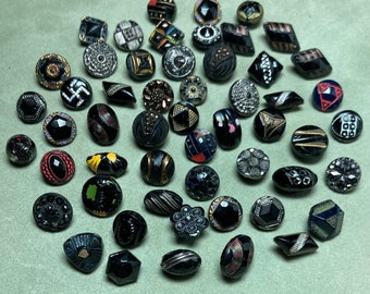 Antique 1930s black glass Diminutive/small df Button Lot!