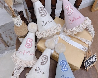 1st Birthday Crown Cake Smash Hat, Personalized Fabric Keepsake, Vintage Custom Name Toddler Prop, Newborn Photo Gift