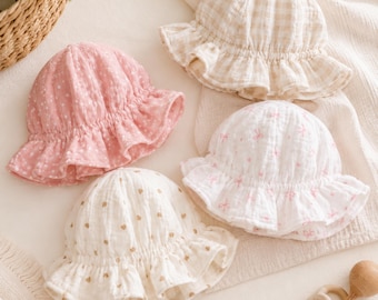 Baby Girl Gift, Cottagecore Baby Accessory, Floral Ruffle Hat, First Birthday Outfit, Baby Shower Gift for Girl