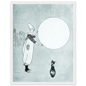 Tell Me Framed Print – Phil May Illustration, Vintage British Minimalist Poster, Premium Matte Paper, Humorous Cat Wall Art