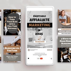 Blogger Pinterest Pin Templates, Social Media Marketing, Canva Blogger Template, Customizable Pinterest Graphic Templates, Marketing Pin