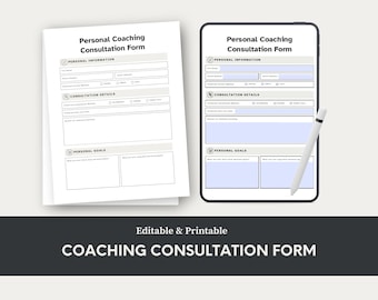 Coaching-Beratungsformular, Kundenaufnahme-Vorlage (ausfüllbares PDF)