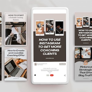 Pinterest Pin Templates for Coaches, Social Media Marketing, Canva Pinterest Template, Pinterest Marketing Template, Blogger Template