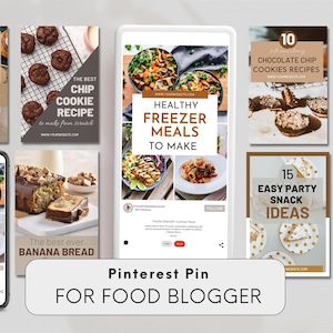 Food Blogger Pinterest Pin Vorlagen, Social Media Marketing, Canva Blogger Vorlage, anpassbare Pinterest Grafikvorlagen, Blog Pin
