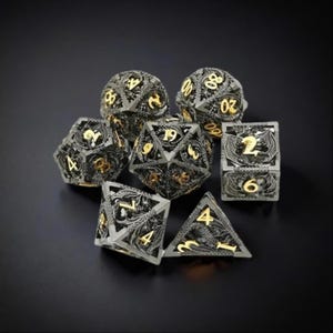 Ultimate Dragon Hoard | 8-Color Luxury 3D Metal Dice Set | Hollow Dragon Dice Collection | Premium DnD Gift Set