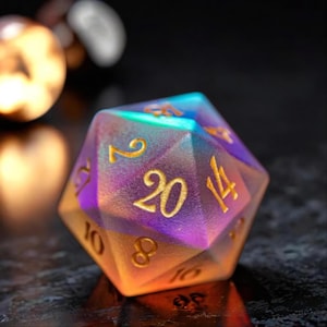 Luxury Iridescent Crystal Dice Set – Handcrafted Precision for DnD, Pathfinder & RPG Masters – Premium Rainbow Glow Finish