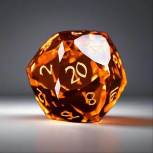 Amber light Glass Crystal Dice Set | Sharp-Edge Transparent Orange DnD Dice | Luxury Dice for TTRPG, Pathfinder & Dungeons and Dragons