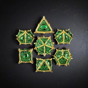 Spiked Dragon Eye Metal Dice Set DND - Premium Heavyweight D20 Polyhedral Dice - Unique Fantasy Gift for Dungeons & Dragons Lovers