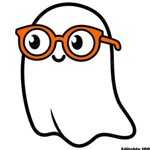 Cute Ghost SVG, Cute Glasses PNG, Halloween Teacher Vector, Spooky Bookworm TShirt, Retro Student Wall Decal, Trick Or Treat Gift Mug Decal