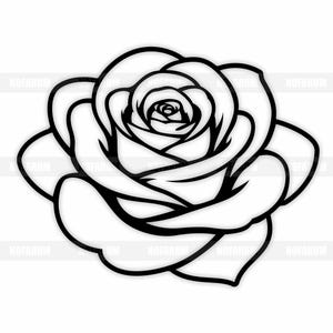 Fiore di rosa SVG, clipart di petali in fiore, linea floreale PNG, file di taglio per giardino romantico, arte vettoriale botanica, disegno del contorno del fiore