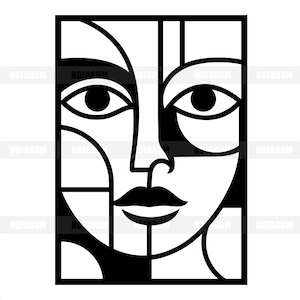Abstract Face SVG, Geometric Portrait Clipart, Modern Art PNG, Cubism Cut File, Line Art Vector Design, Minimalist Woman Art
