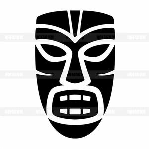 Tiki-Maske (SVG), Stammesgesicht (PNG), Hawaiianisches Totem (Vektor), Polynesische Bar-Dekoration (Schnittdatei), Aufkleber für tropische Partys, Afrikanische Maske (Grafik)