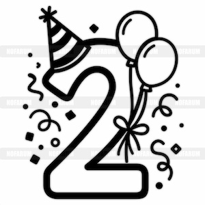 SVG-Datei zum 2. Geburtstag, PNG-Datei zum zweiten Geburtstag, Vektorgrafik zum 2. Geburtstag, Schnittdatei für Kinder-Party-Shirts, Aufkleber zum zweiten Geburtstag, Grafik für Geburtstagshüte