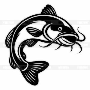 Bagre SVG, Silueta de Pesca PNG, Imágenes prediseñadas de Pescador, Archivo de corte de pez de río, Arte vectorial de mascota de agua dulce, Diseño artesanal de Cazador de lago
