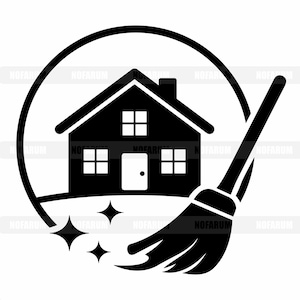 Pulizia della casa SVG, Servizio di scopa PNG, Governante vettoriale, Maglietta per attività di pulizie, Adesivo murale per casa pulita, Adesivo per tazza con logo del bidello