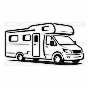 Wohnmobil-SVG, Campervan-Clipart, Wohnmobil-PNG, Reiseanhänger-Schnittdatei, Camping-Vektorgrafik, Roadtrip-Design