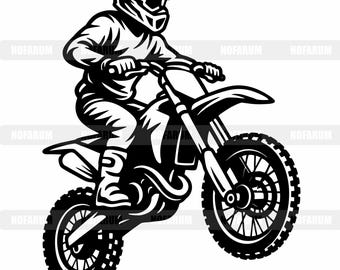 Dirt Bike SVG, Motocross Rider PNG, Offroad Motorcycle Vector, Extreme Sport TShirt, Biker Garage Wall Decal,  Racer Mug Decal