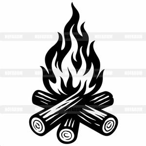 Campfire SVG, Bonfire Flame PNG, Camping Wood Clipart, Fireplace Log Cut File, Outdoor Blaze Vector Art, Wild Nature Design