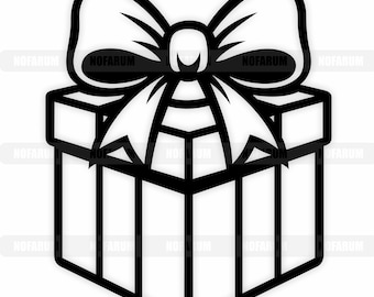 Boîte cadeau SVG, clipart cadeau, ruban d'anniversaire PNG, fichier de découpe pour fête, illustration vectorielle surprise, design d'emballage de fête