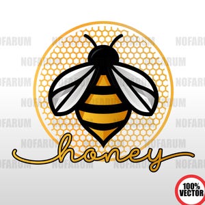 Honey Bee SVG, Honeycomb Pattern PNG, Bumblebee Clipart, Beekeeper Badge Cut File, Organic Nectar Vector Art, Sweet Insect Design