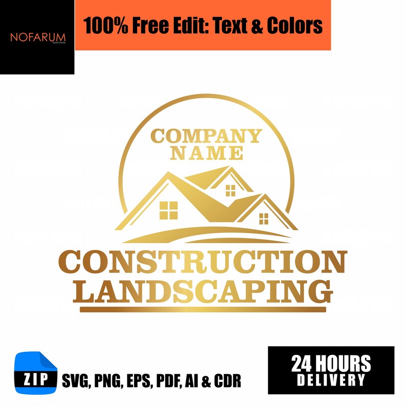 Construction Landscaping Company Logo SVG Contractor Branding Design ...