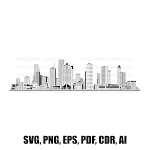 City Skyline Silhouette Vector: Urban Clipart (Digital Download)