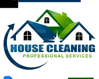 Modern House Cleaning Logo: Vector Branding Template (Digital Download