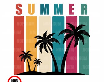 Palmeira retrô SVG: clipart de praia tropical, sublimação de férias (download digital)